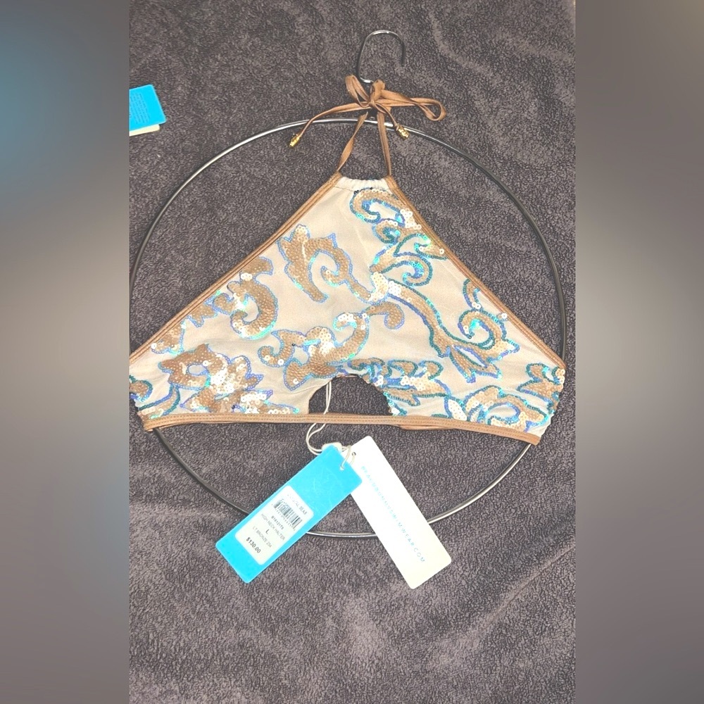 Beach Bunny Swimwear Crystal Sea’s high neck Halter top. Large . NWT